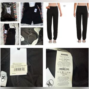 MISSONI BLACK JOGGERS WITH MULTICOLORED CHEVON PATTERN ON THE SIDES